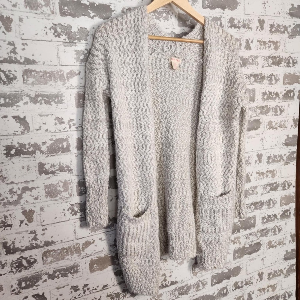 For Thee Knit Open Front Cardigan Sweater Pockets XS Cozy Comfy Over Sized Long - Picture 2 of 16